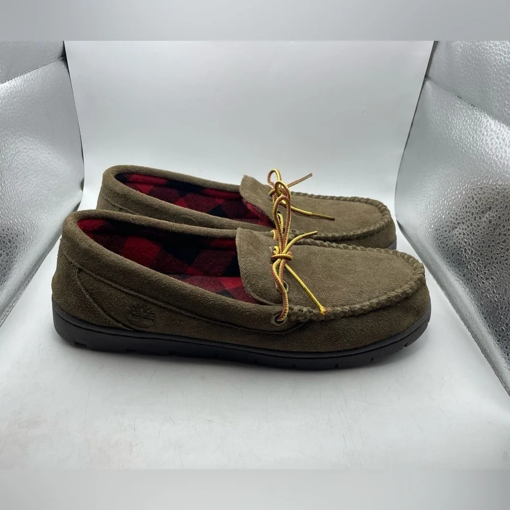 Timberland Stony Ledge flannel lined Brown Loafers Slipers men’s size 8